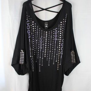 Coogi black/ silver-studded  mini dress